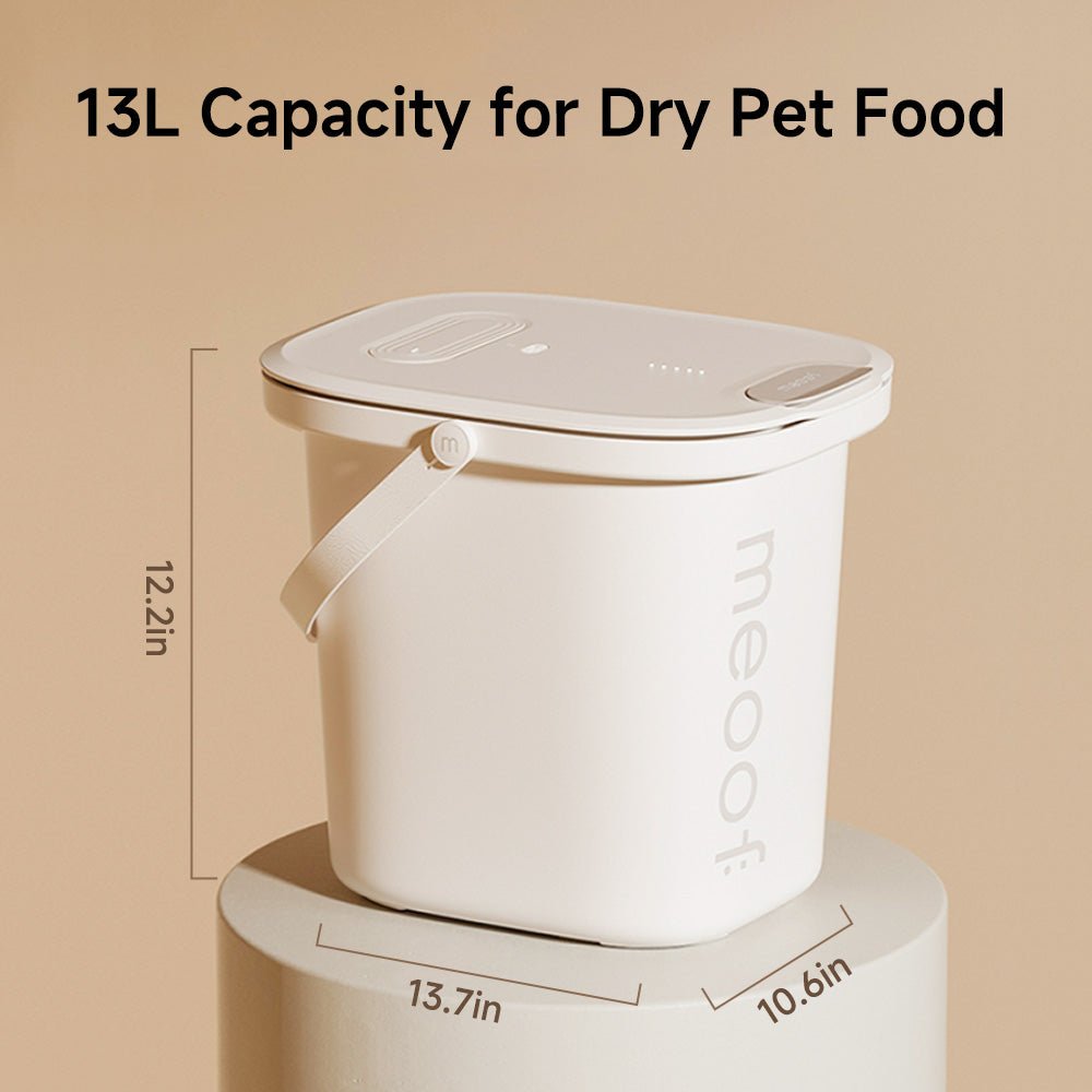 Smart Vacuum Pet Food Storage Container 13L Airtight Food Storage Bin with Scoop - Meoof Pet Products